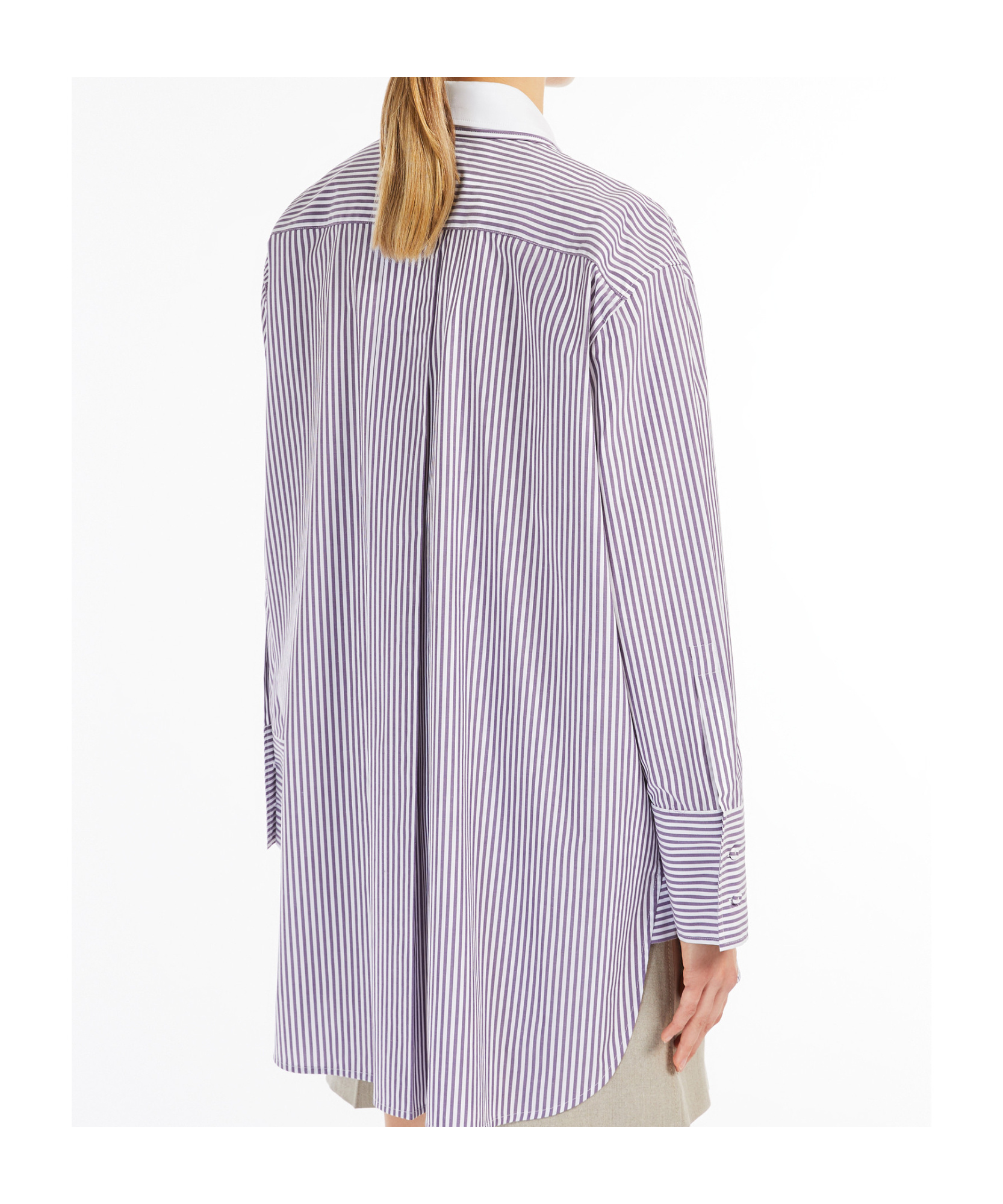 Max Mara Tubinga Stripe Stretch Cotton Button-up Shirt In Purple