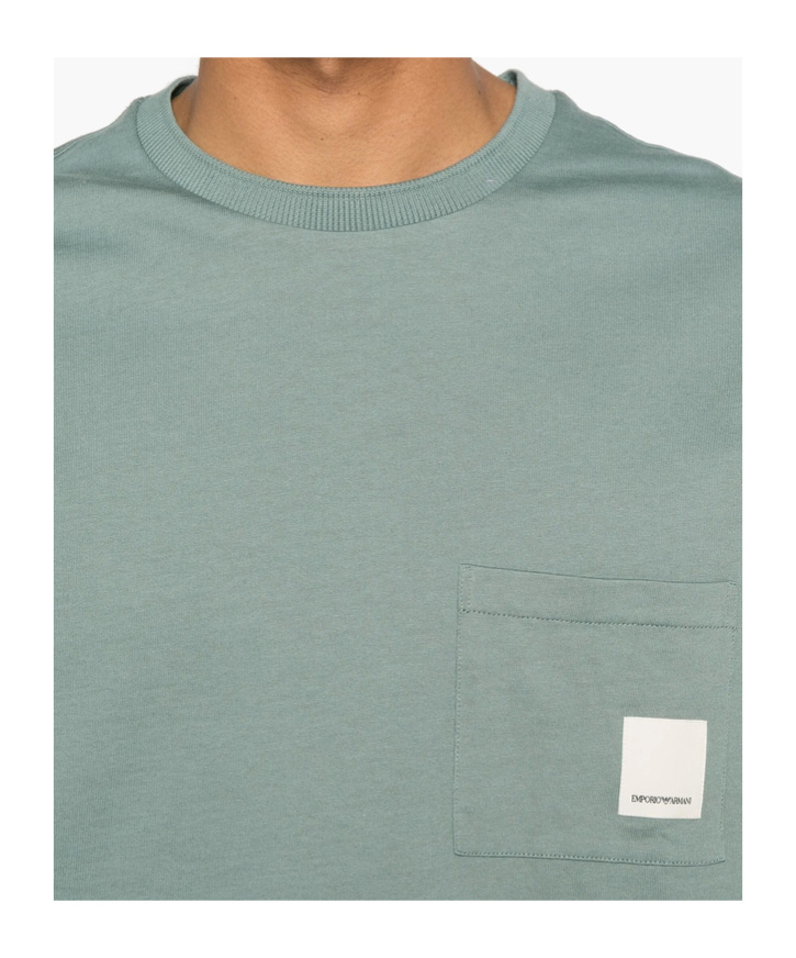Emporio Armani Round Collar And Long-sleeved T-shirt In Gray