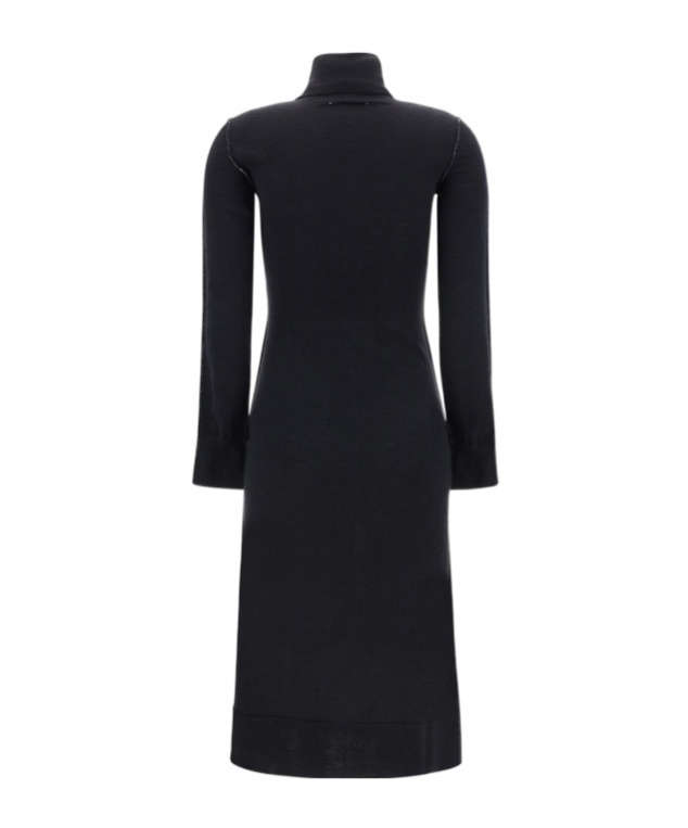 Shop Mm6 Maison Margiela Contrast Long-sleeved Dress In Black