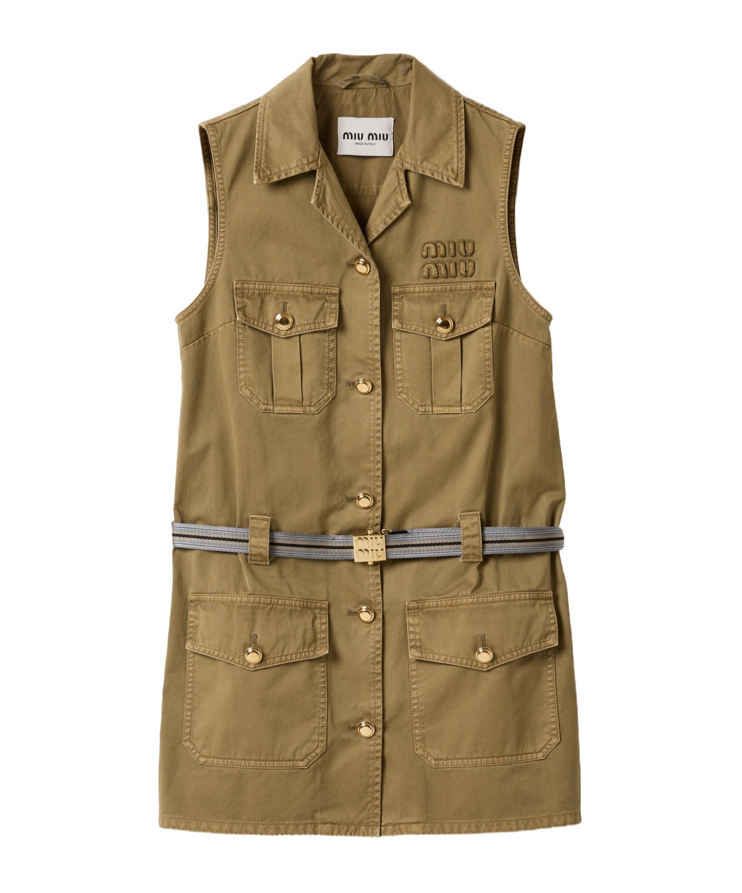 Miu Miu Garment-dyed Cotton Satin Dress In Brown