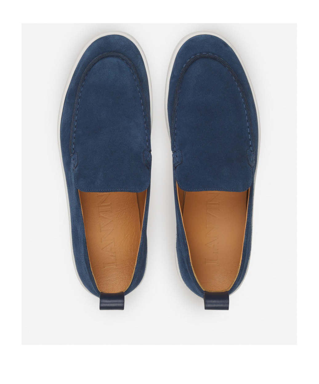 Lanvin Slip-on Suede Sneakers With Contrasting Rubber Sole In Blue