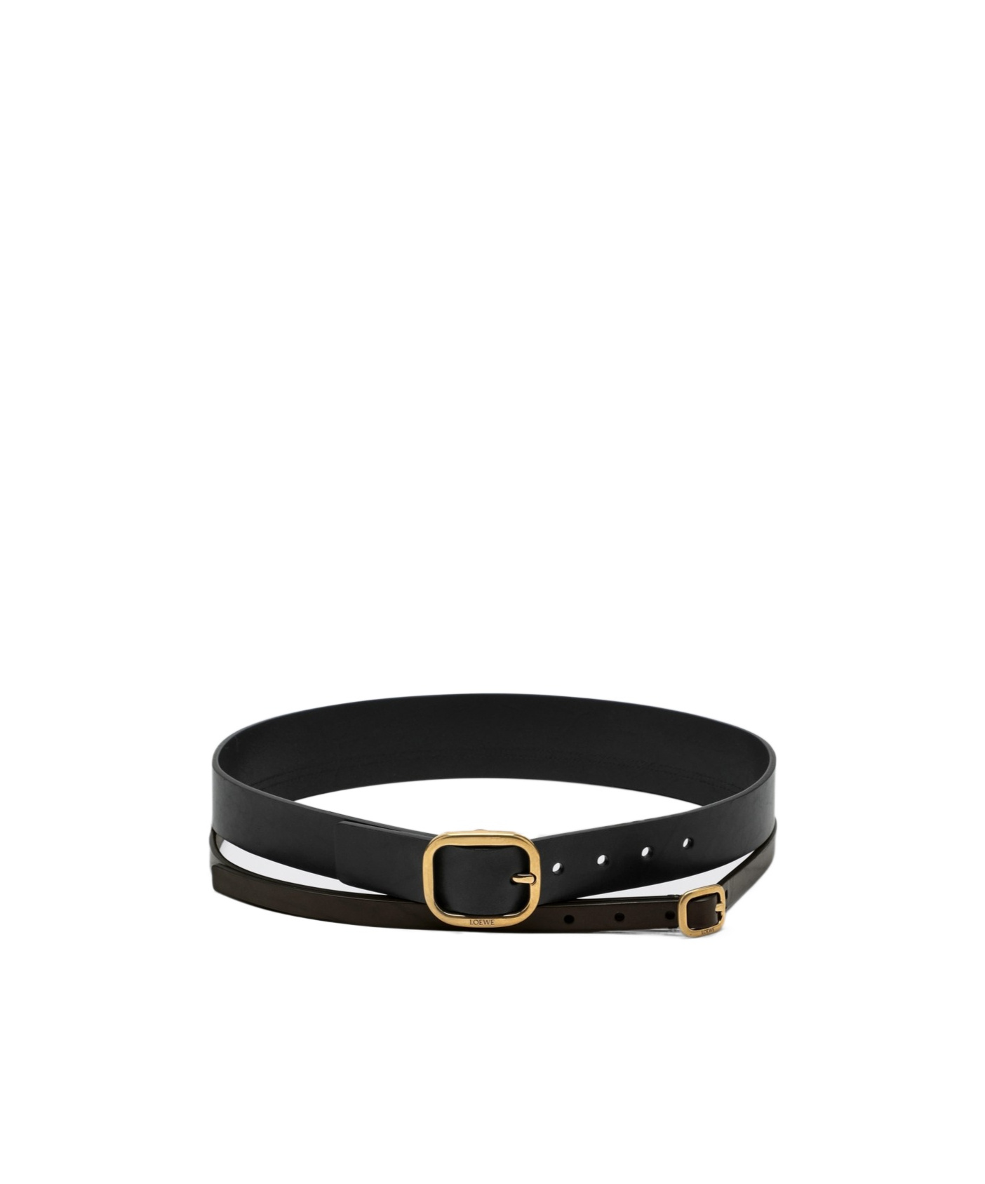 Loewe Black Double Leather Belt Women In Black