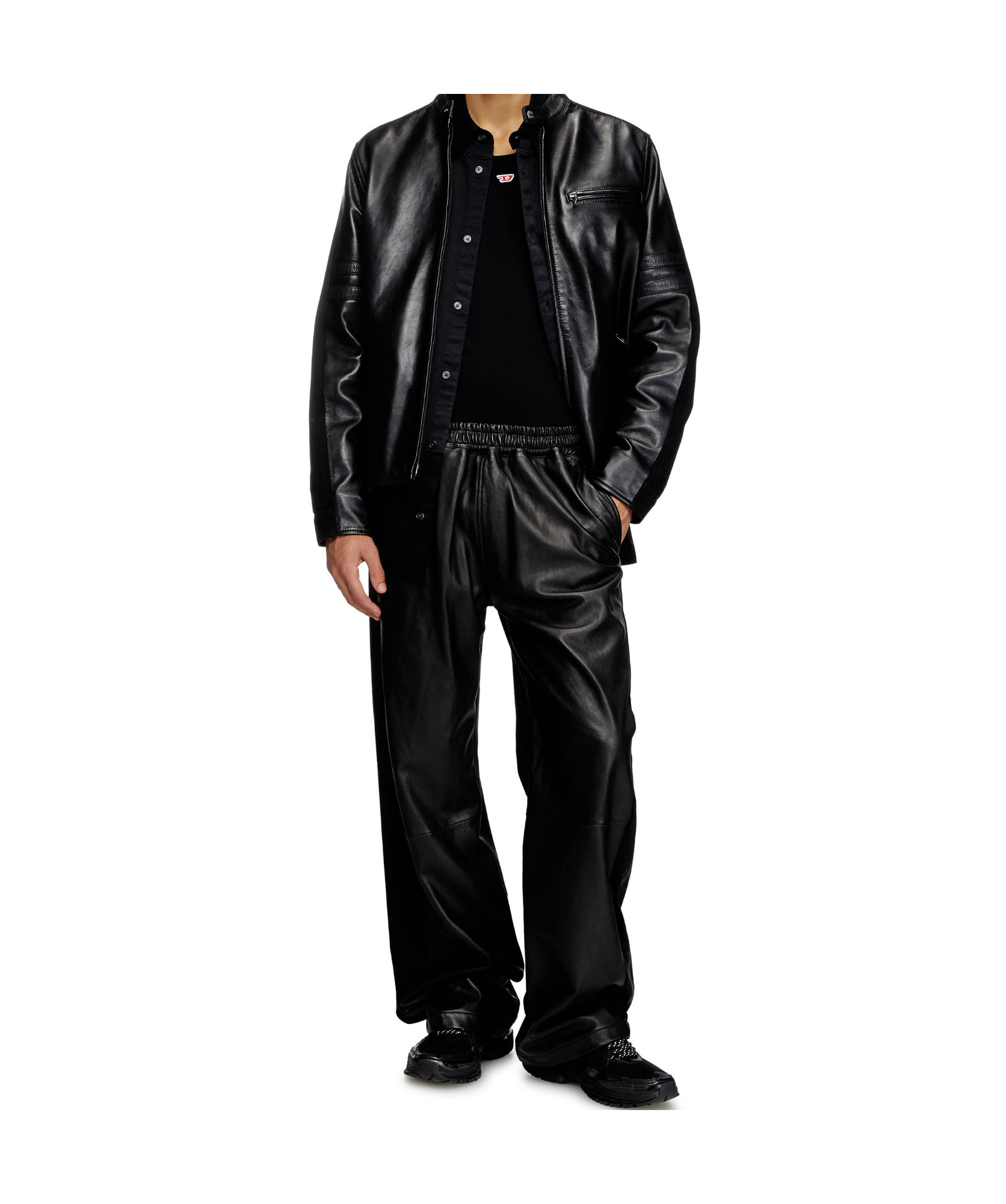 Diesel Elastic Waist Casual Pants In Black
