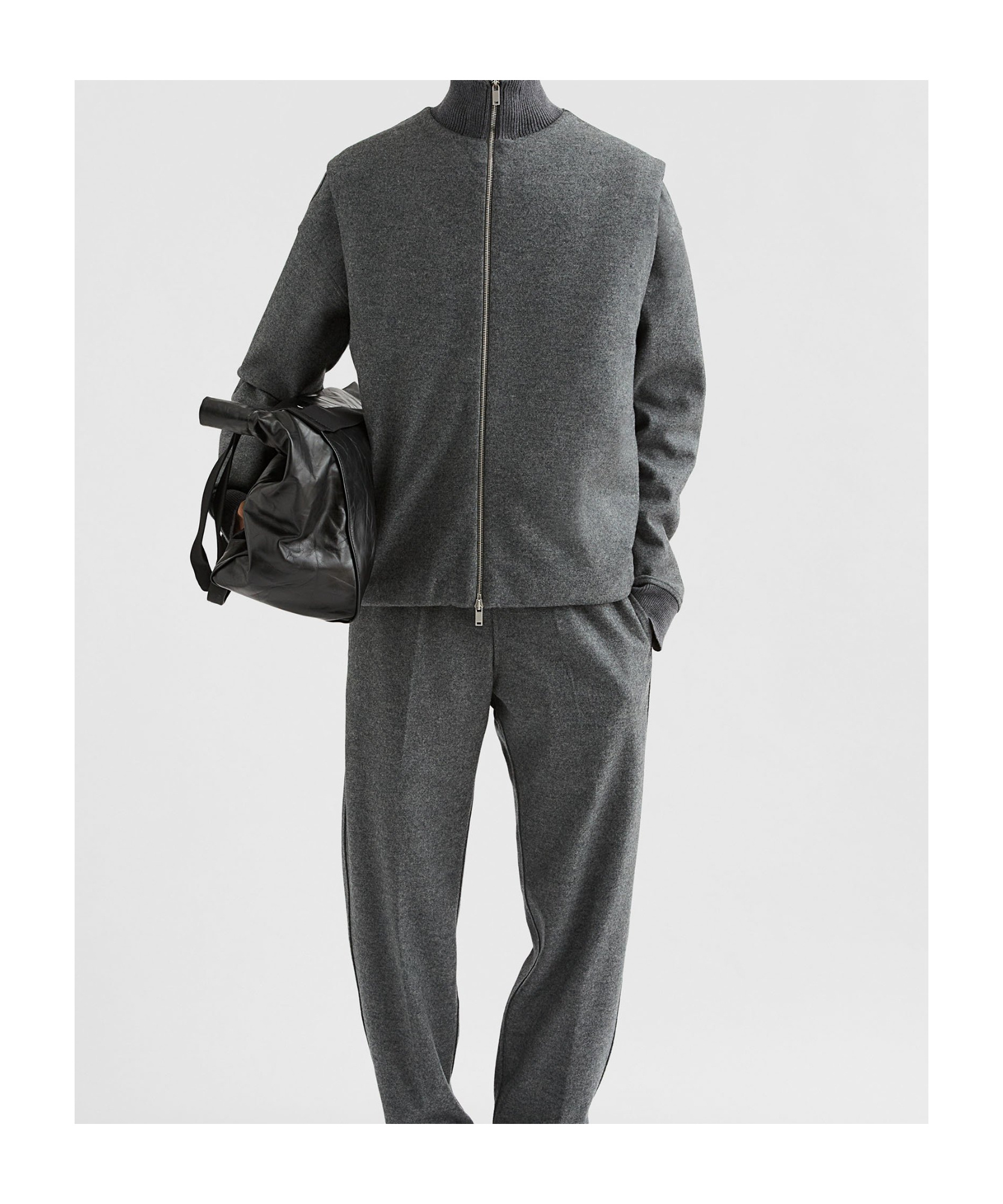 Jil Sander Sleeveless Wool Jacket With High Ribbed Collar In Gray