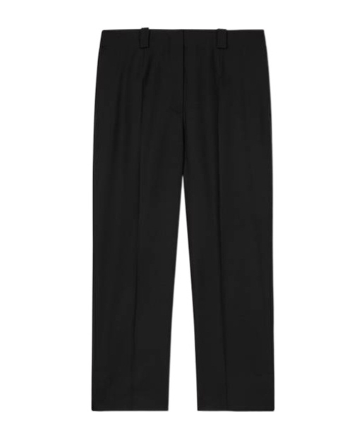 Kenzo Logo-appliqué Wool Cropped Trousers In Black