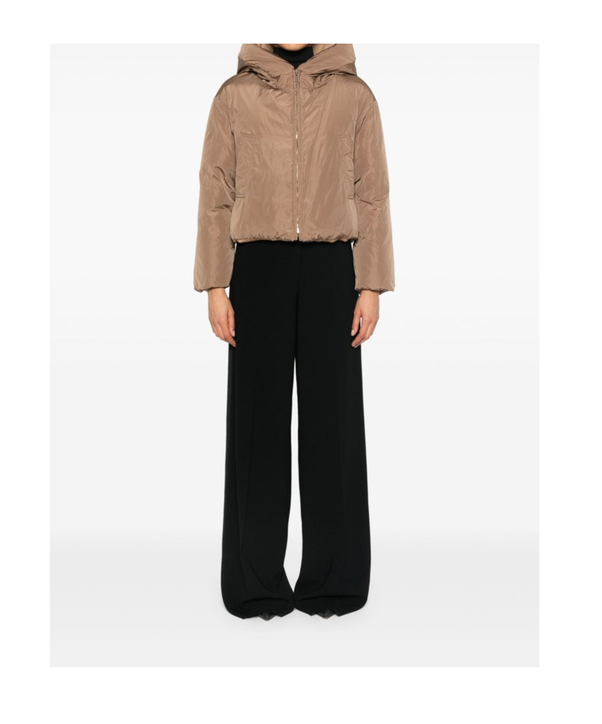 Max Mara Long-sleeved Cotton Jacket In Brown