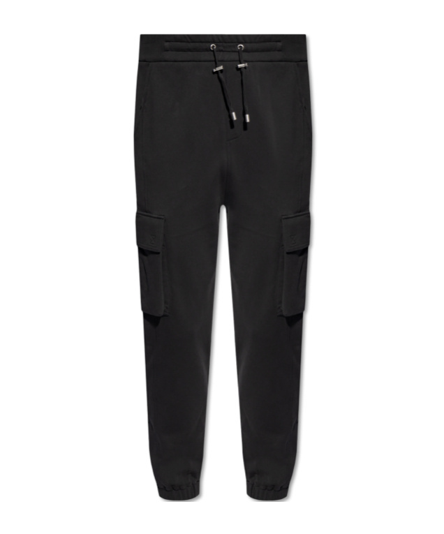 Shop Balmain Cargo Joggers With Paris Print In Black