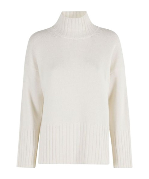 Barbour Turtleneck Ribbed Sweater In White