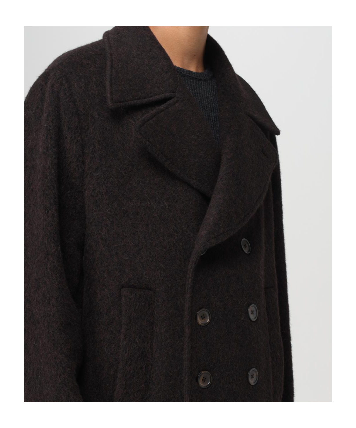 Dolce & Gabbana Double-breasted Melange Coat In Black