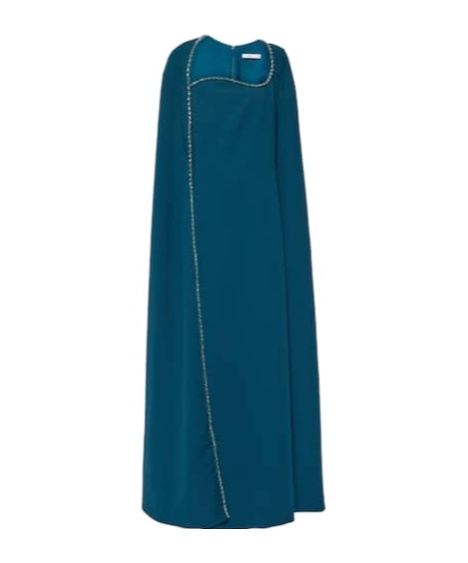 Safiyaa London Mattia Embellished Caped Crêpe Gown In Blue