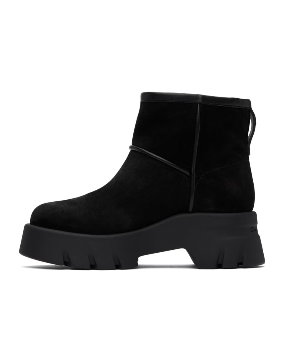 Gianvito Rossi Shearling-lined Suede Ankle Boots In Black