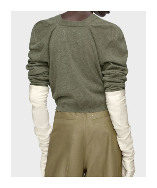 Maison Margiela Puff-sleeve Button Cardigan In Green