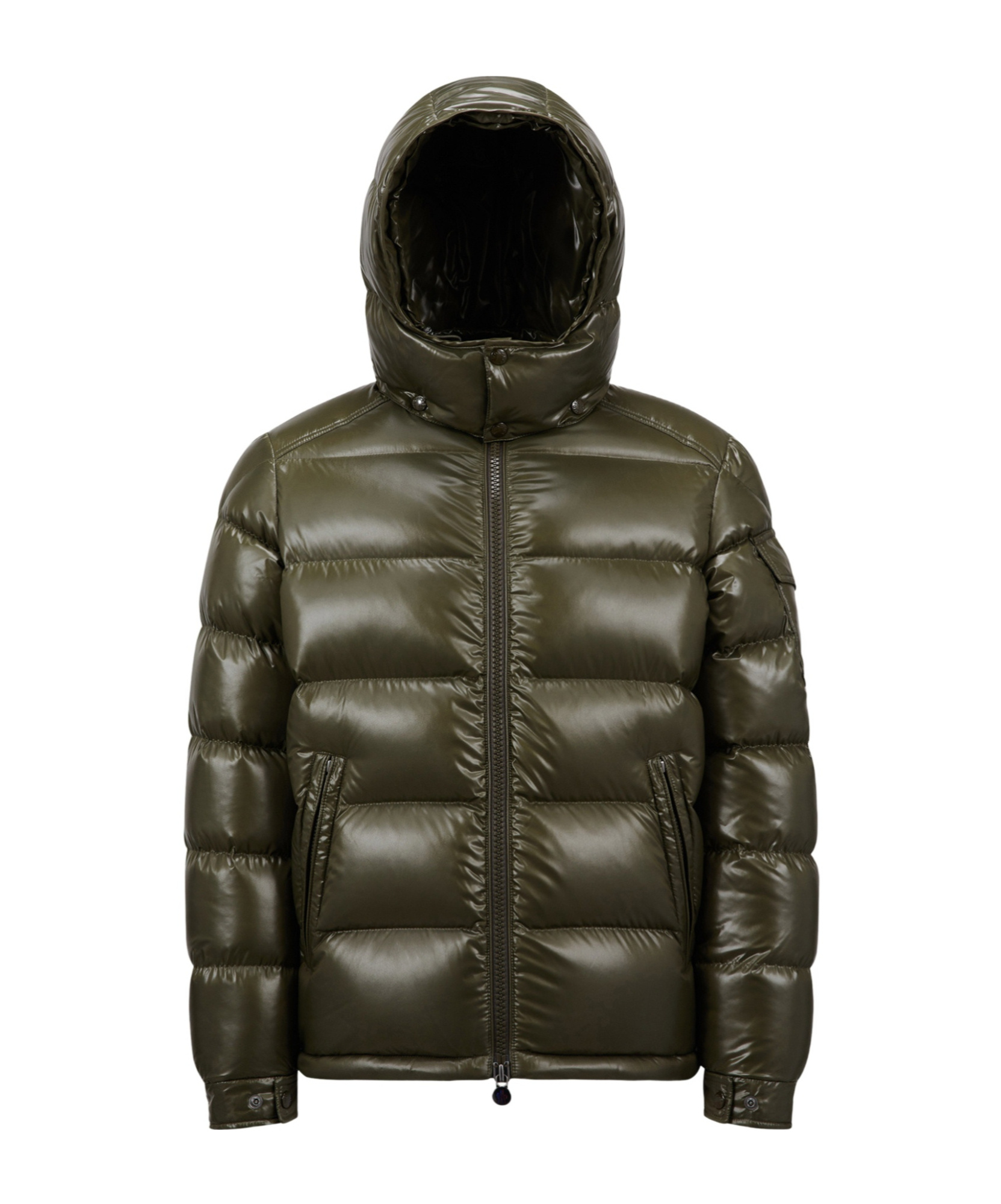 Moncler Maya Hooded Short Down Jacket In Green