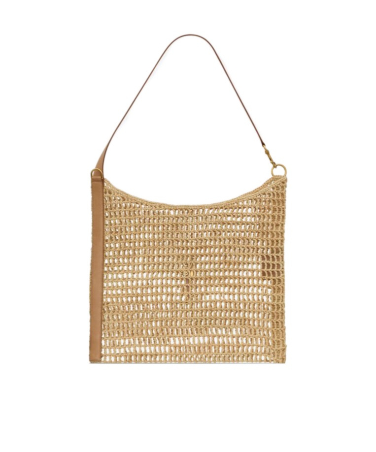 Saint Laurent Oxalis Logo Plaque Shopping Bag In Nude