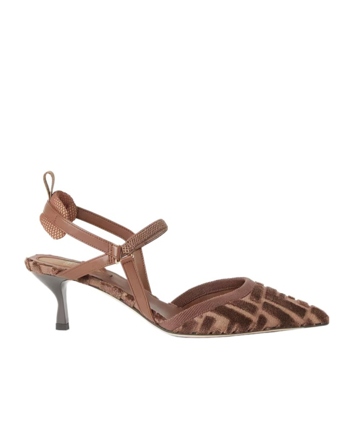 Fendi Colibrì Lite Slingbacks In Ff Fabric In Brown