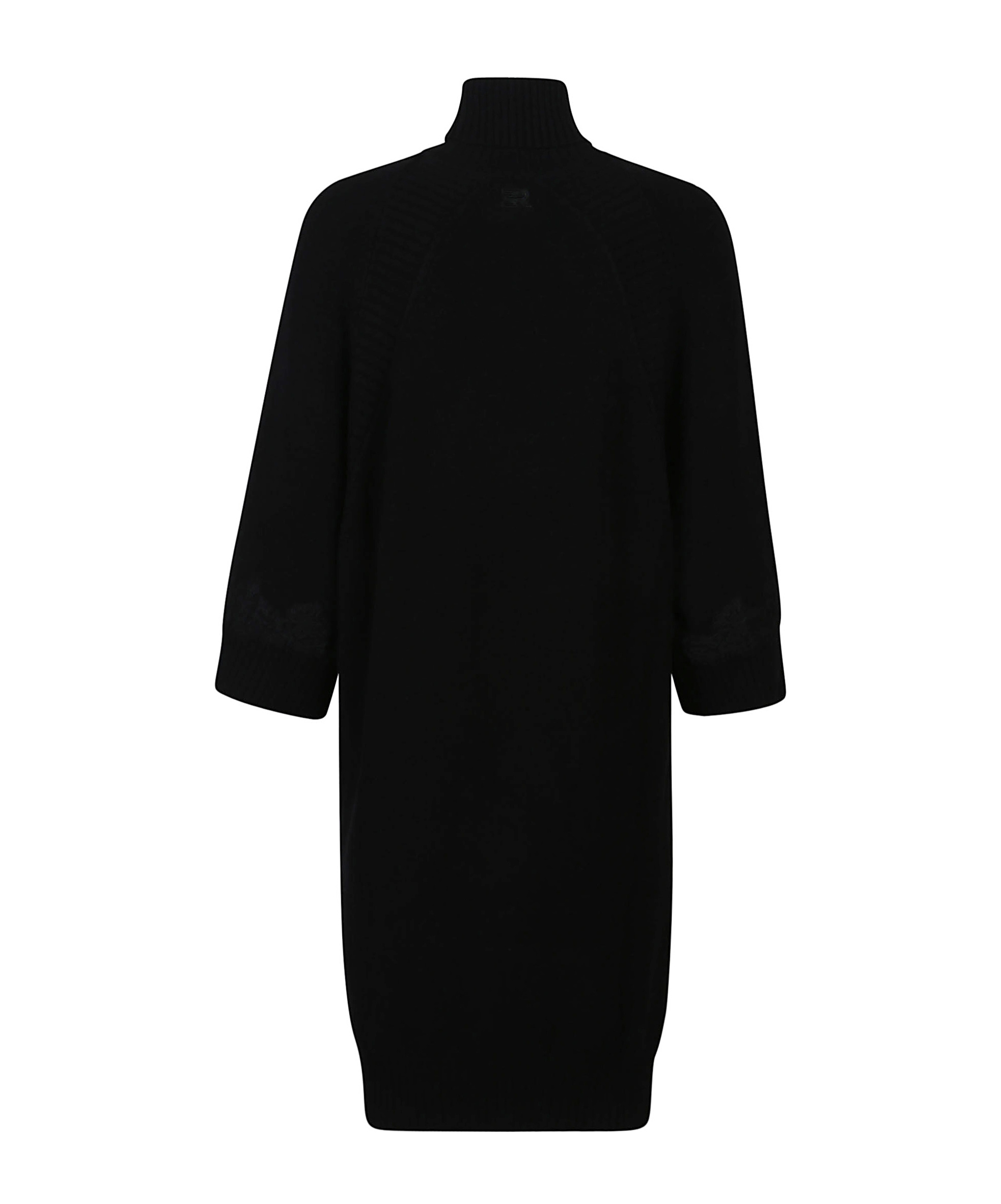 Ermanno Firenze Turtleneck Wool Dress In Black