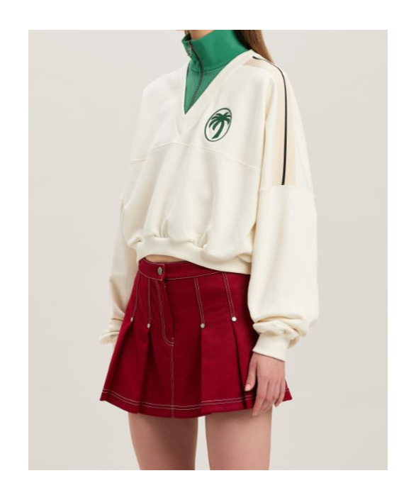 Palm Angels Off-white & Green Oval Palm Sweatshirt In White