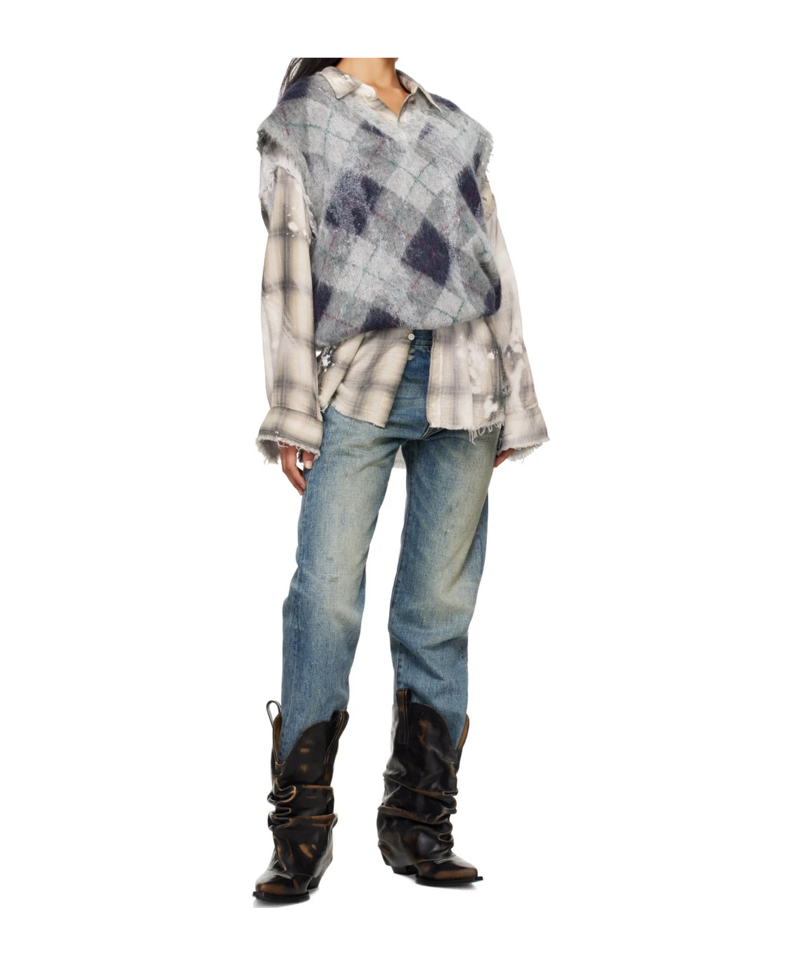 R13 Cropped Wide-leg Jeans In Gray