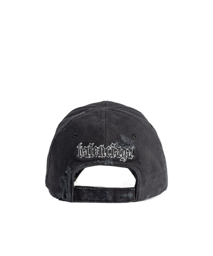 Balenciaga Black Drill Blackletter Script Cap In Black
