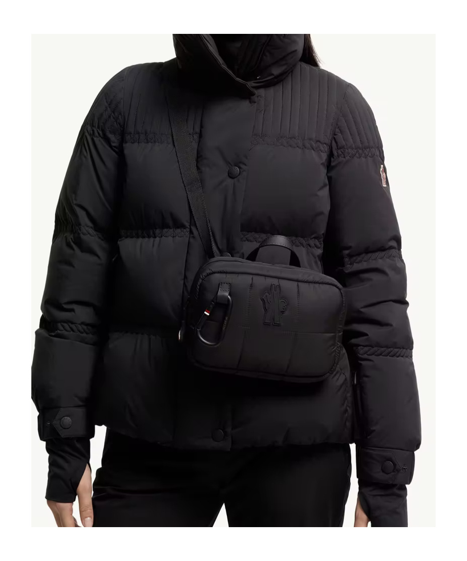 Moncler Grenoble Logo Patch Zip-up Shoulder Bag In Black