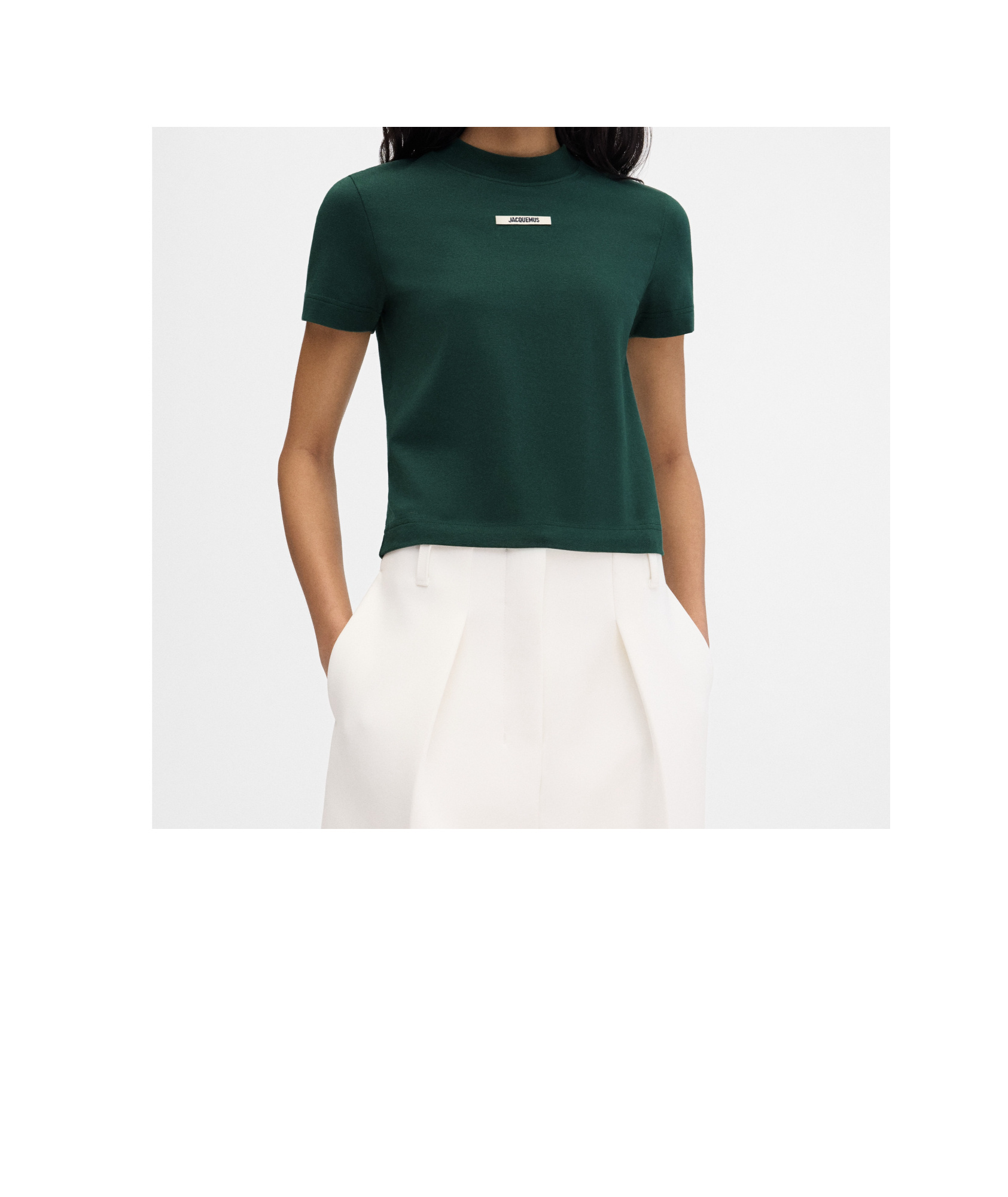 Jacquemus Gros Grain T-shirt With Distinctive Logo Detail In Green