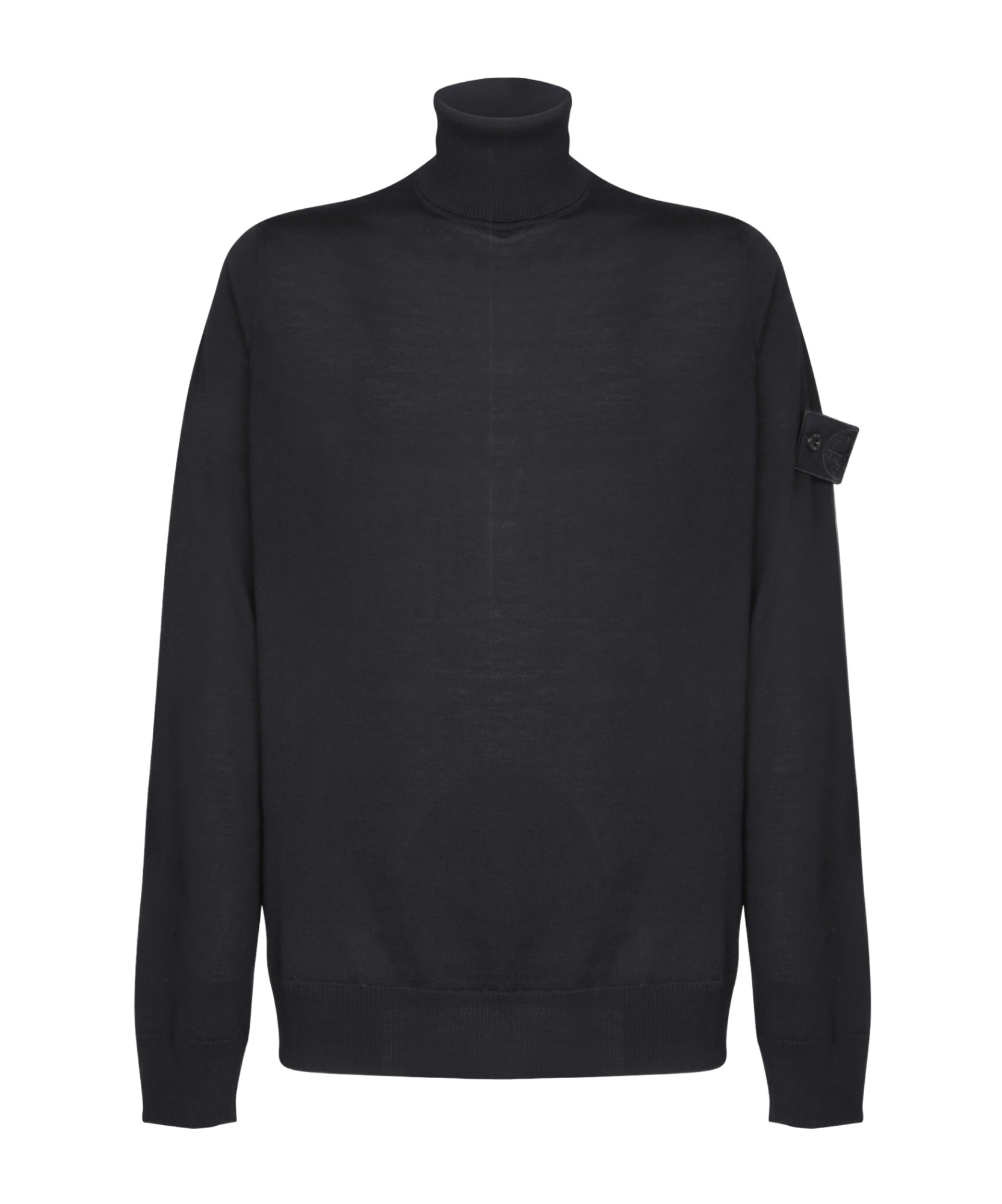Stone Island Ghost Virgin Wool Funnel-neck Sweater In Black
