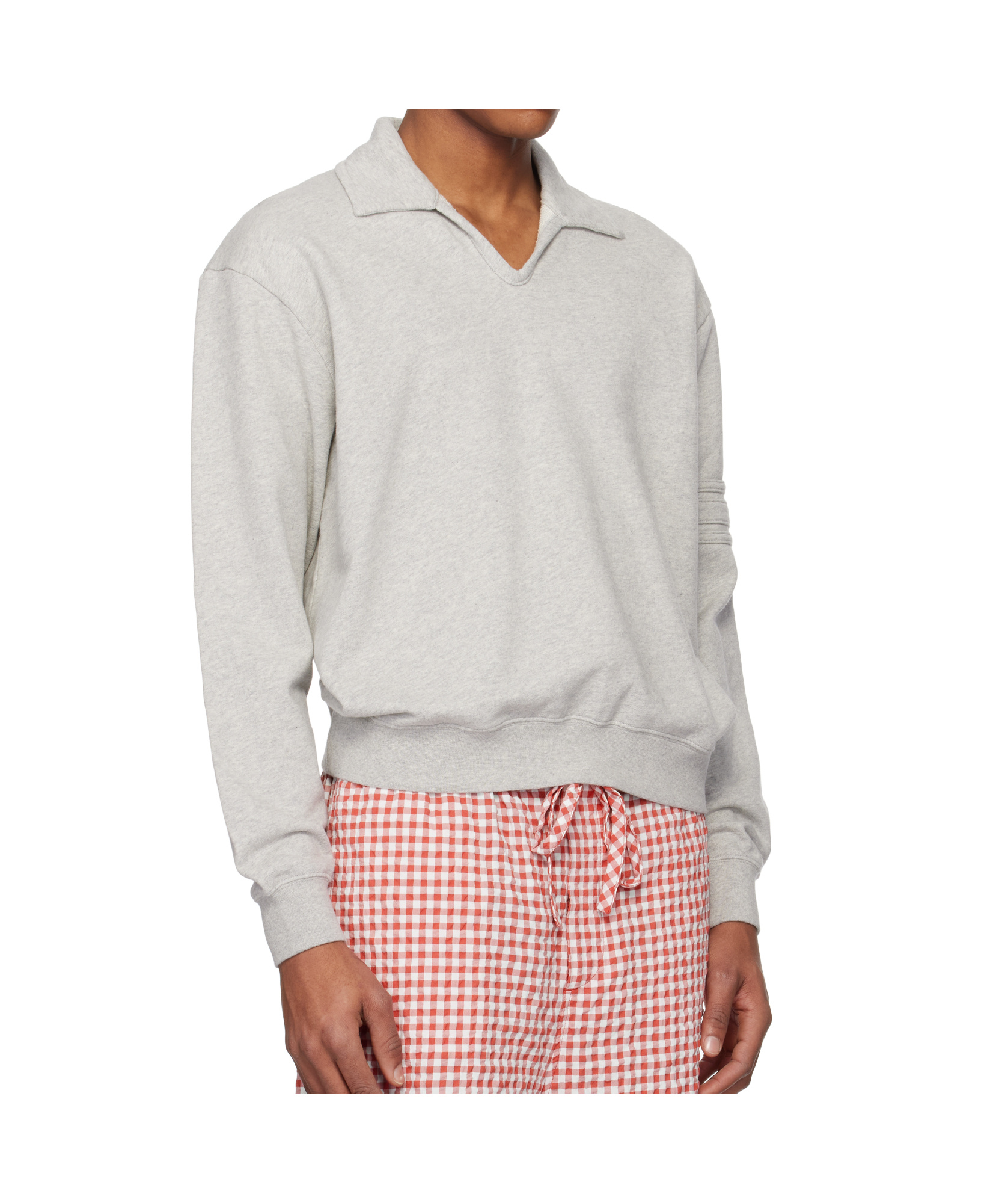 Bode Long Sleeve Polo Shirt In Gray