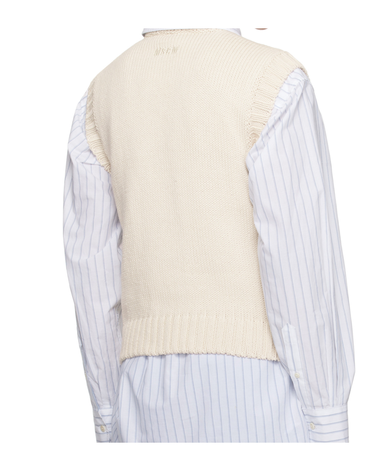 Msgm Jacquard Knitted Vest In White