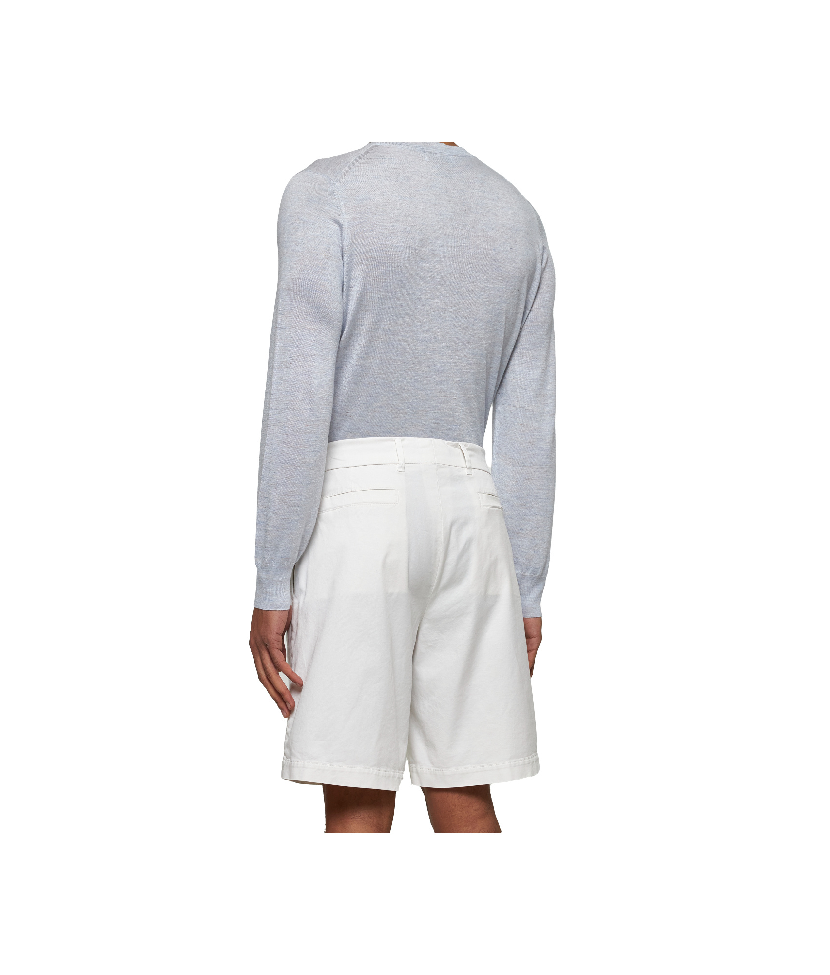 Brunello Cucinelli Men Garment-dyed Bermuda Shorts In Twisted Cotton Gabardine In White