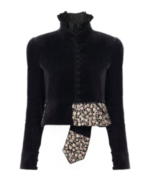 Chloé Spencer Embroidered-belt Velvet Crop Jacket In Black