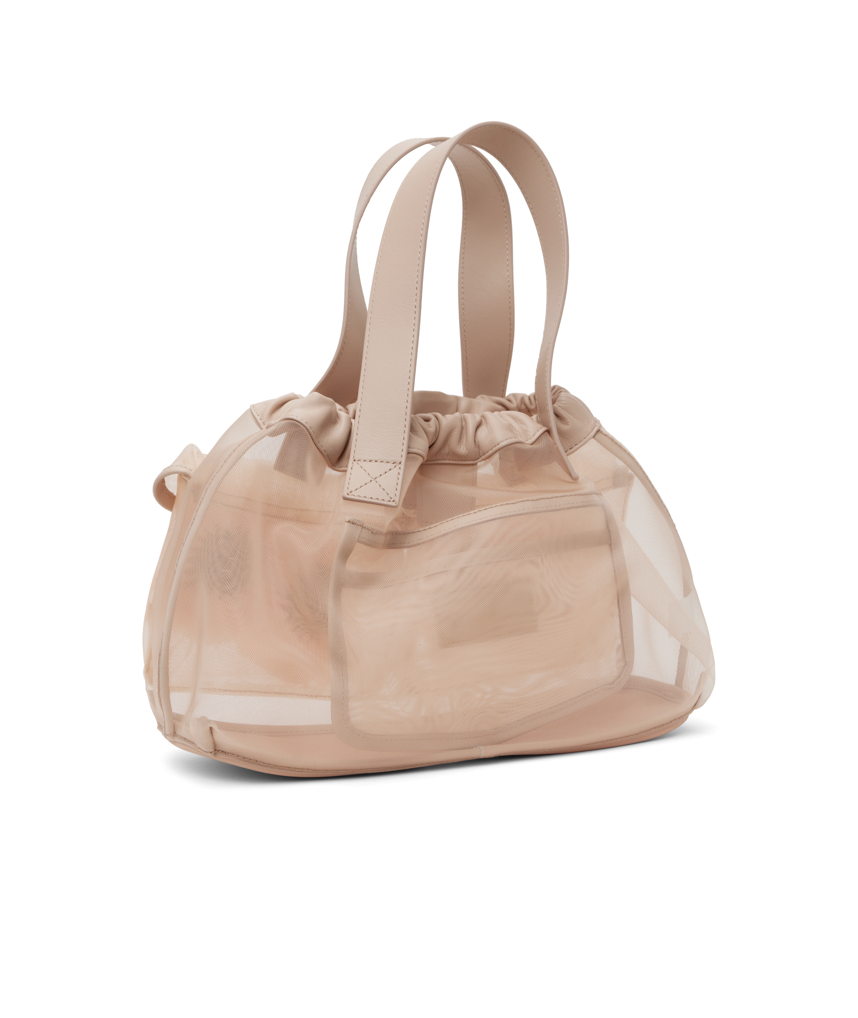 Simone Rocha Mini Sheer Stuffed Carnation Drawstring Top-handle Bag In Nude