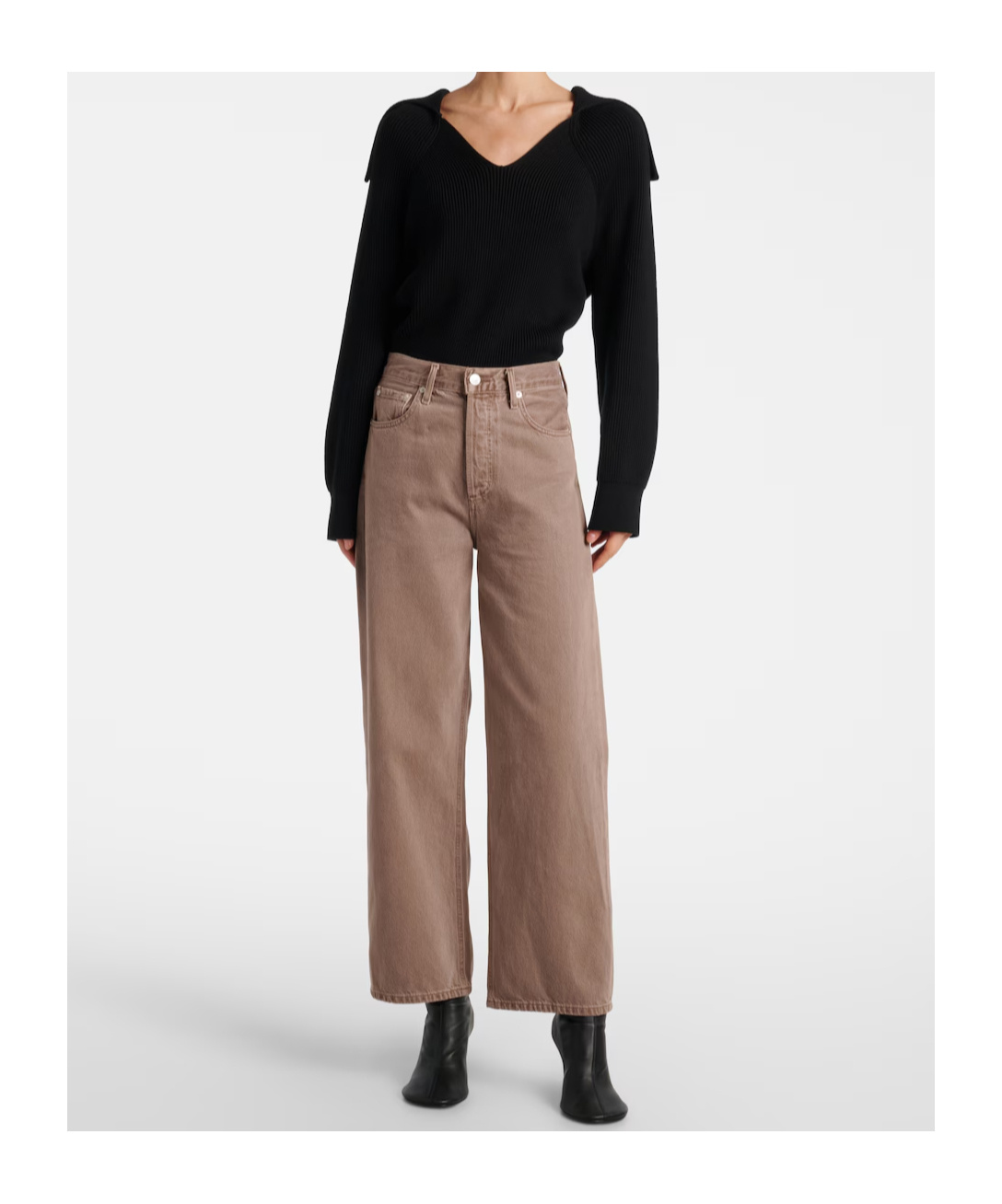 Agolde High-waisted Wide-leg Jeans In Brown