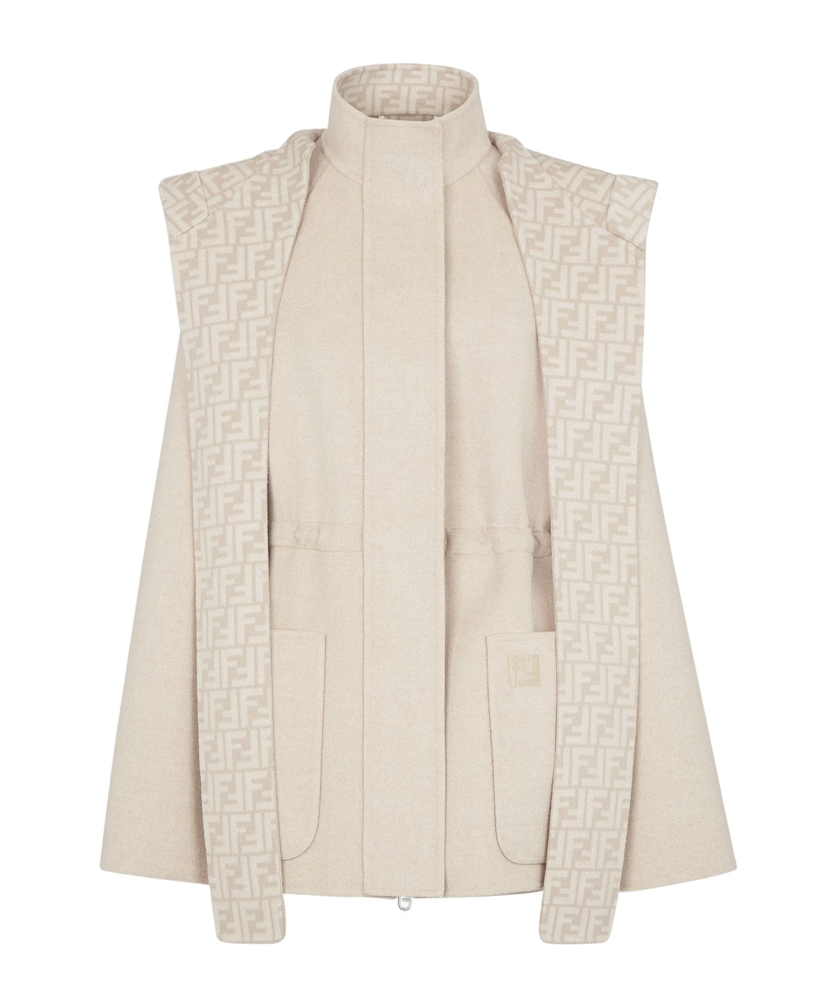 Fendi Ff Wool Parka Puffer Jackets Beige In Nude