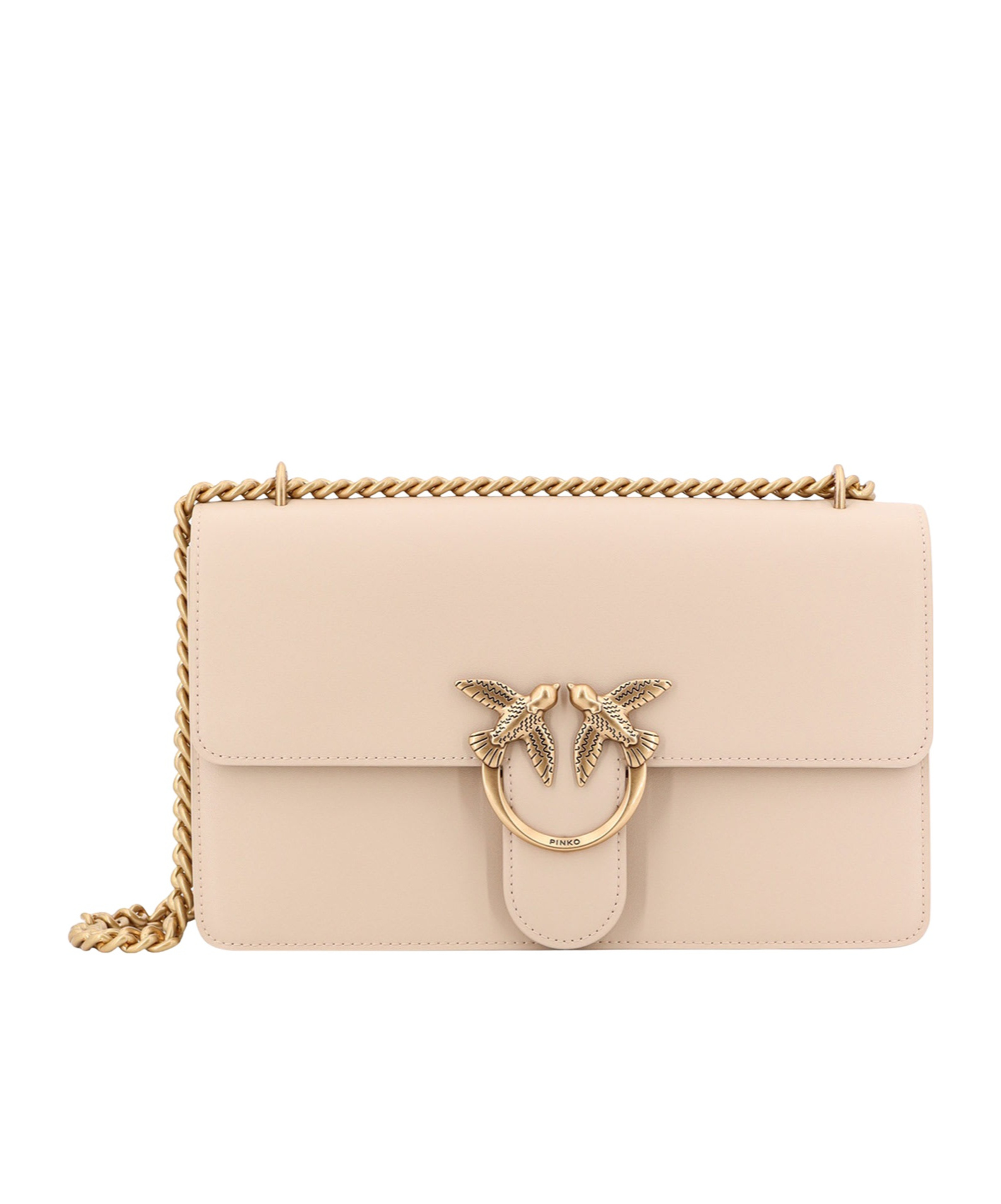 Pinko Love One Classic Logo Plaque Shoulder Bag In Nude