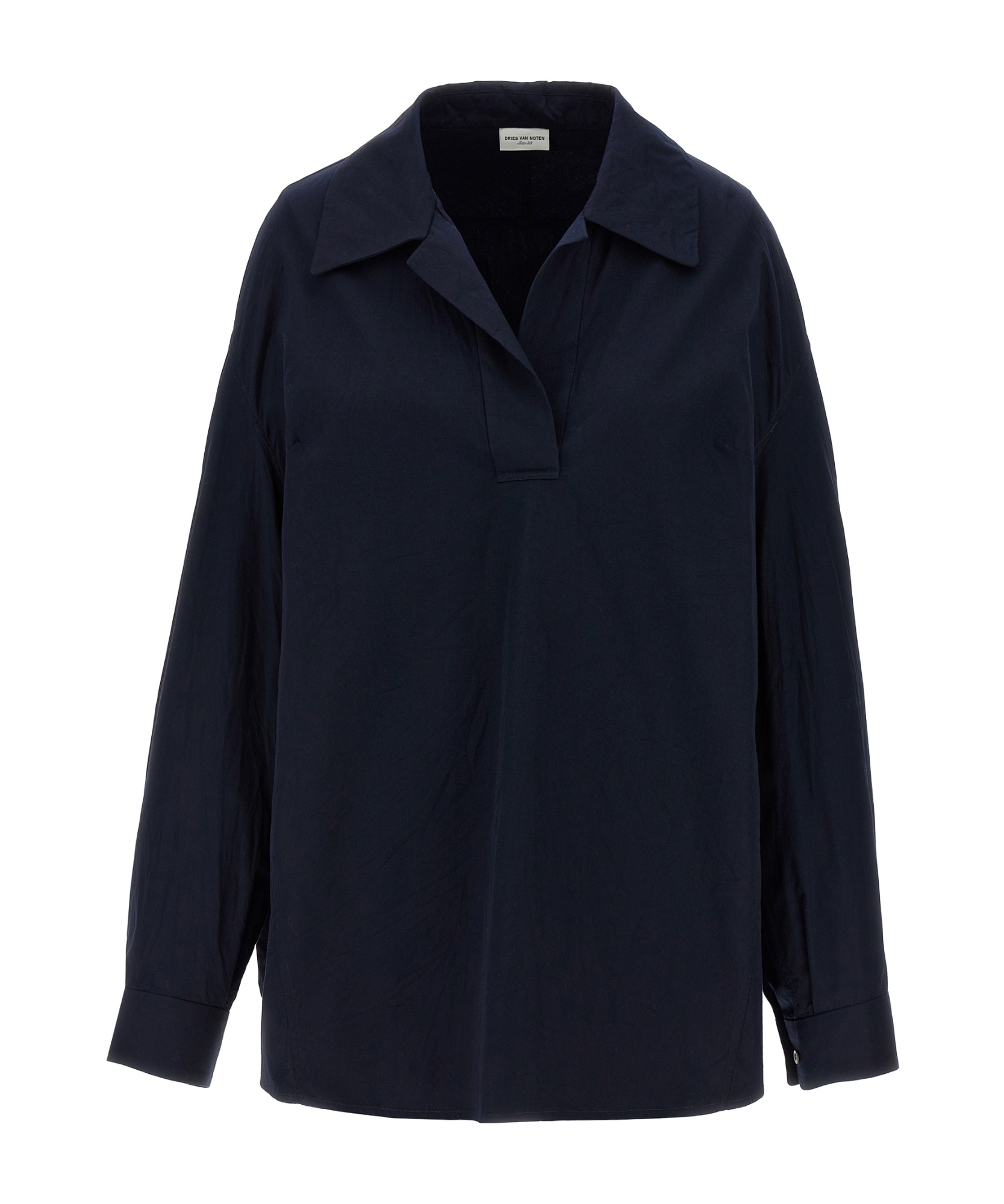 Dries Van Noten Collared Neck Long Sleeves Plain Pattern Blouse In Black