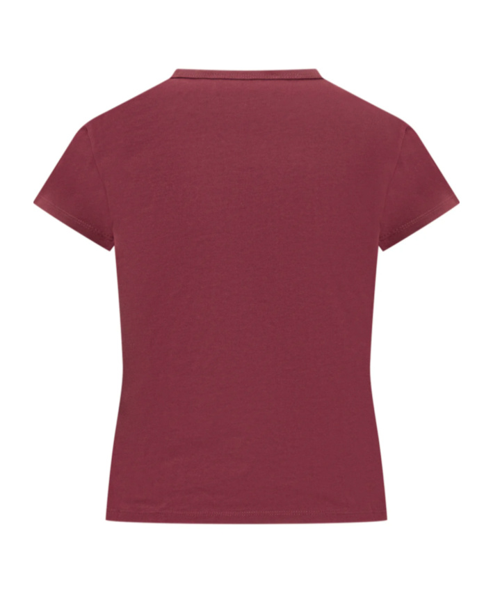 Attico Bordeauc Cotton T-shirt With Embroidered Logo In Burgundy