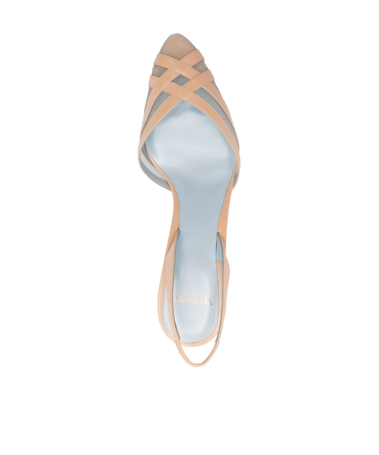 Valentino Impudance Slingback In Goatskin And Mesh In Sand Beige
