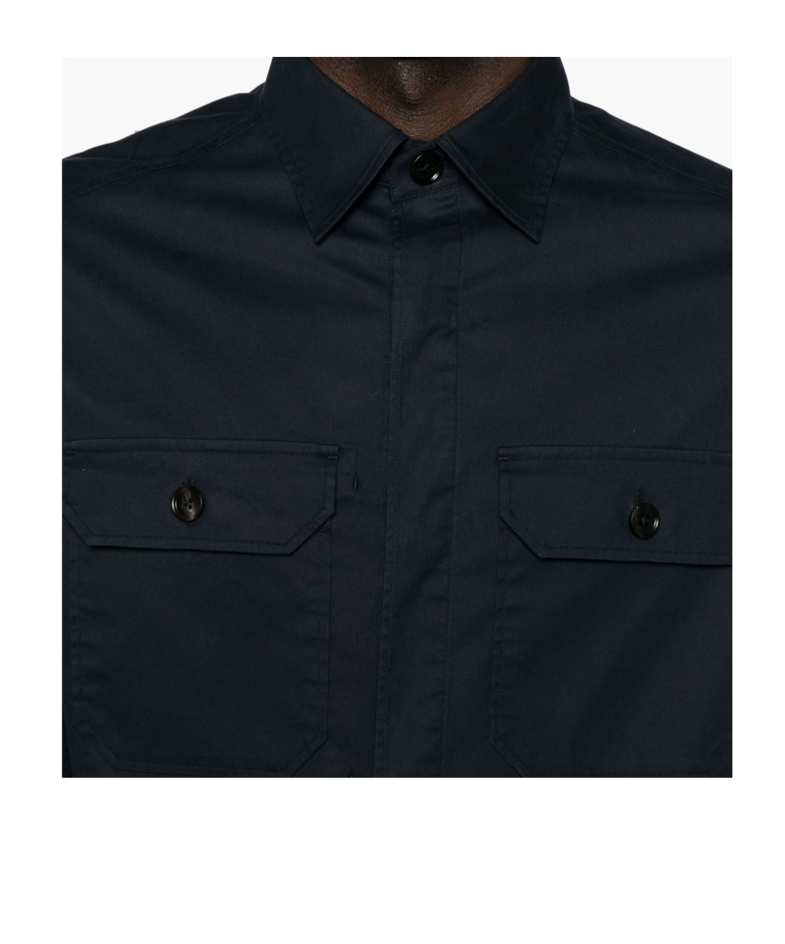 Zegna Long-sleeved Poplin Shirt In Black