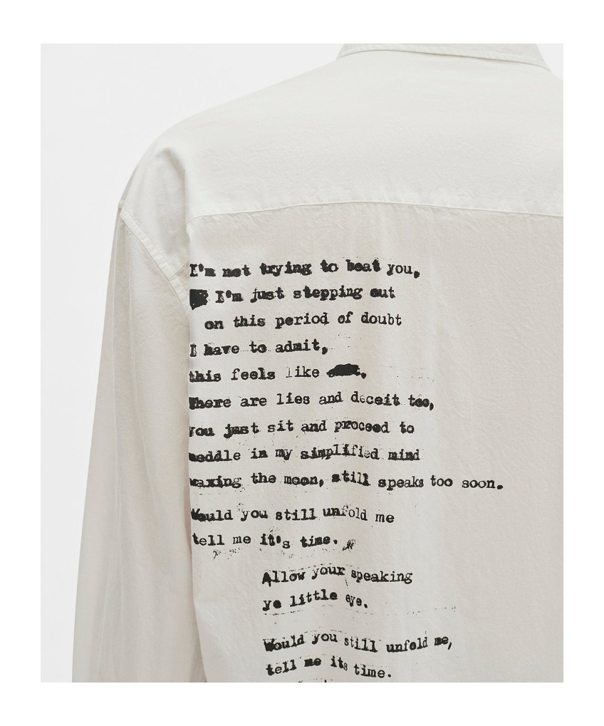 Ann Demeulemeester Isak Twisted Script Print Shirt In White