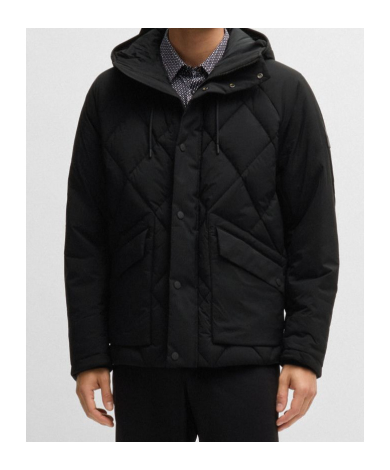 Hugo Boss Long-sleeved Short Down Jacket In Black