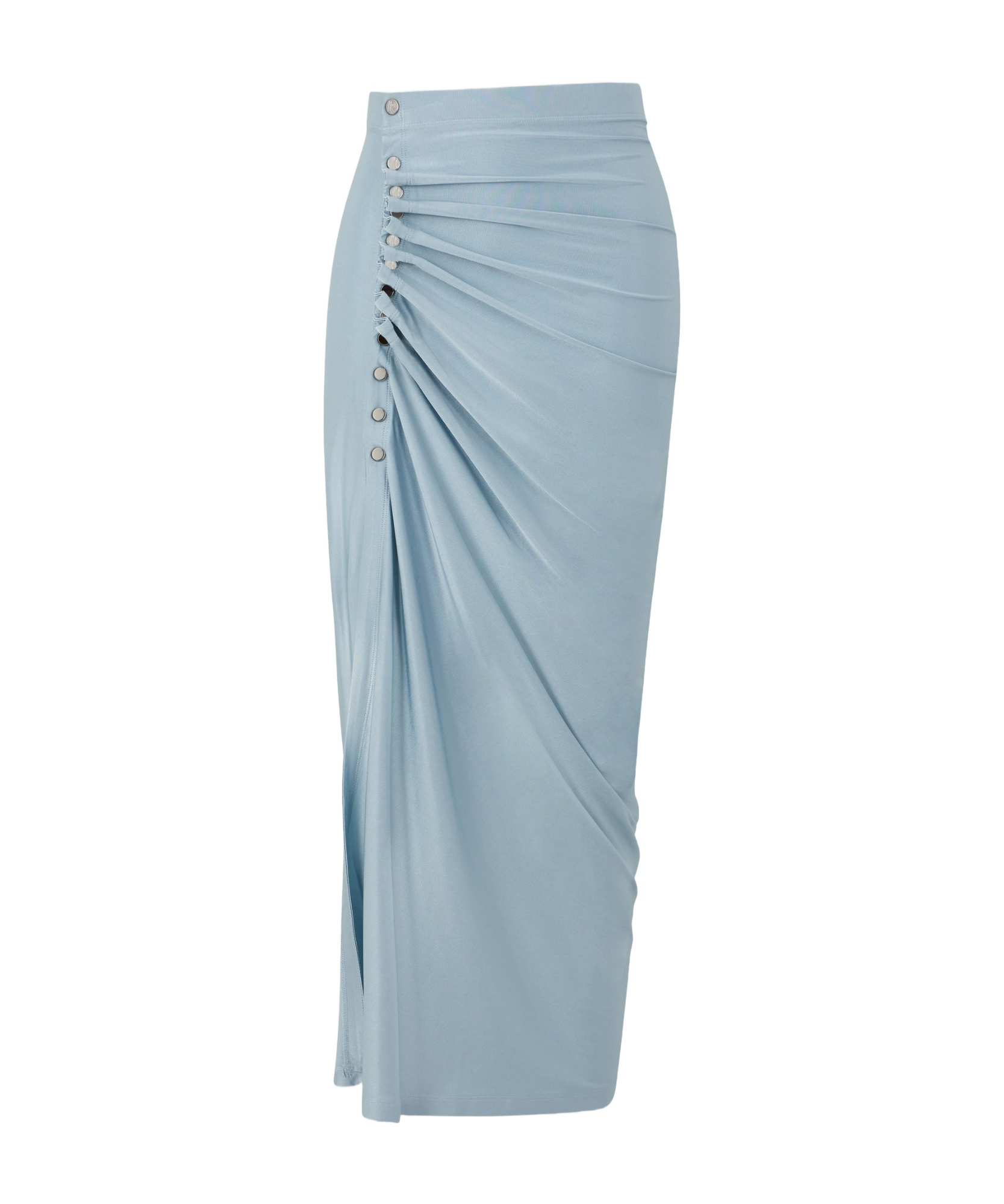 Shop Rabanne Paco Faded Draped Pression Skirt In Blue