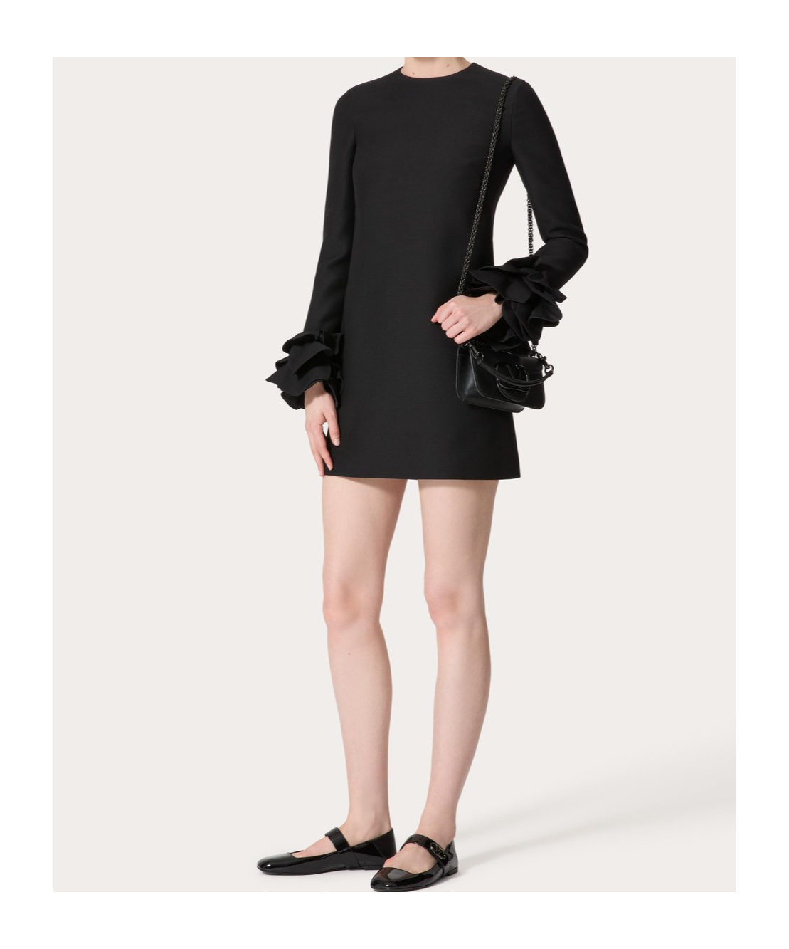 Valentino "double Compact Drill Mini Dress" In Black