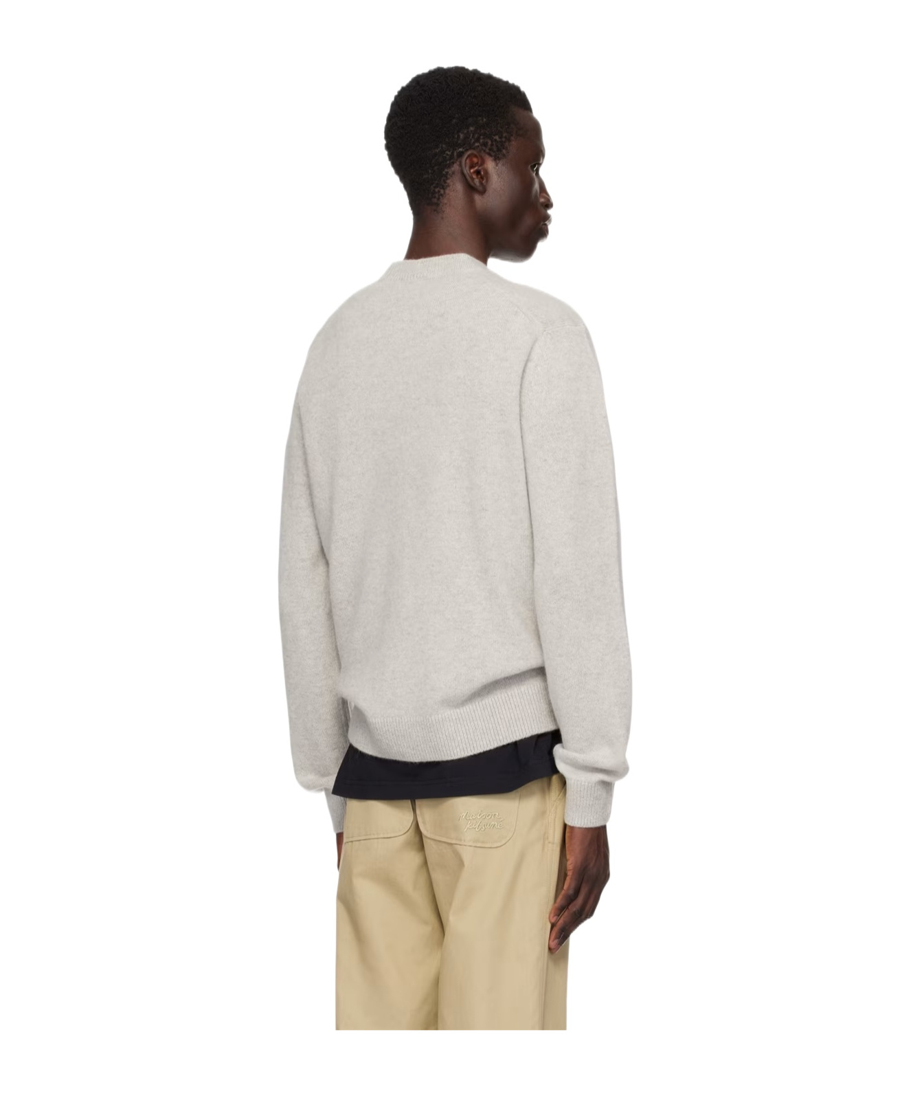 Maison Kitsuné Round-neck And Long-sleeved Sweater In White