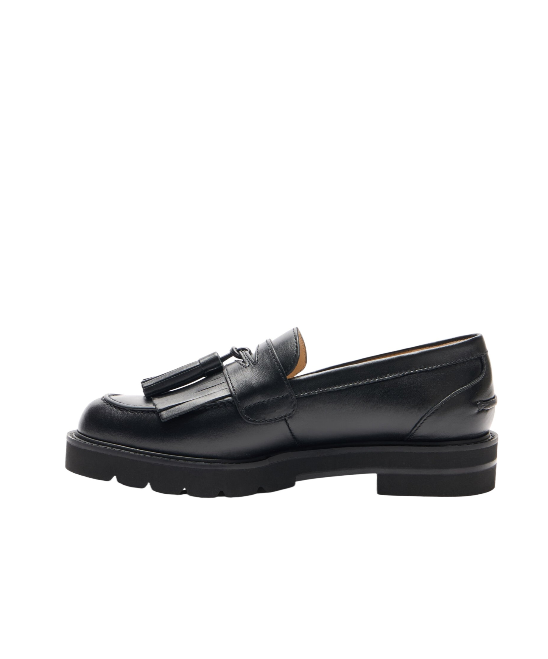 Stuart Weitzman Mila Lift Tassel-embellished Loafers In Black