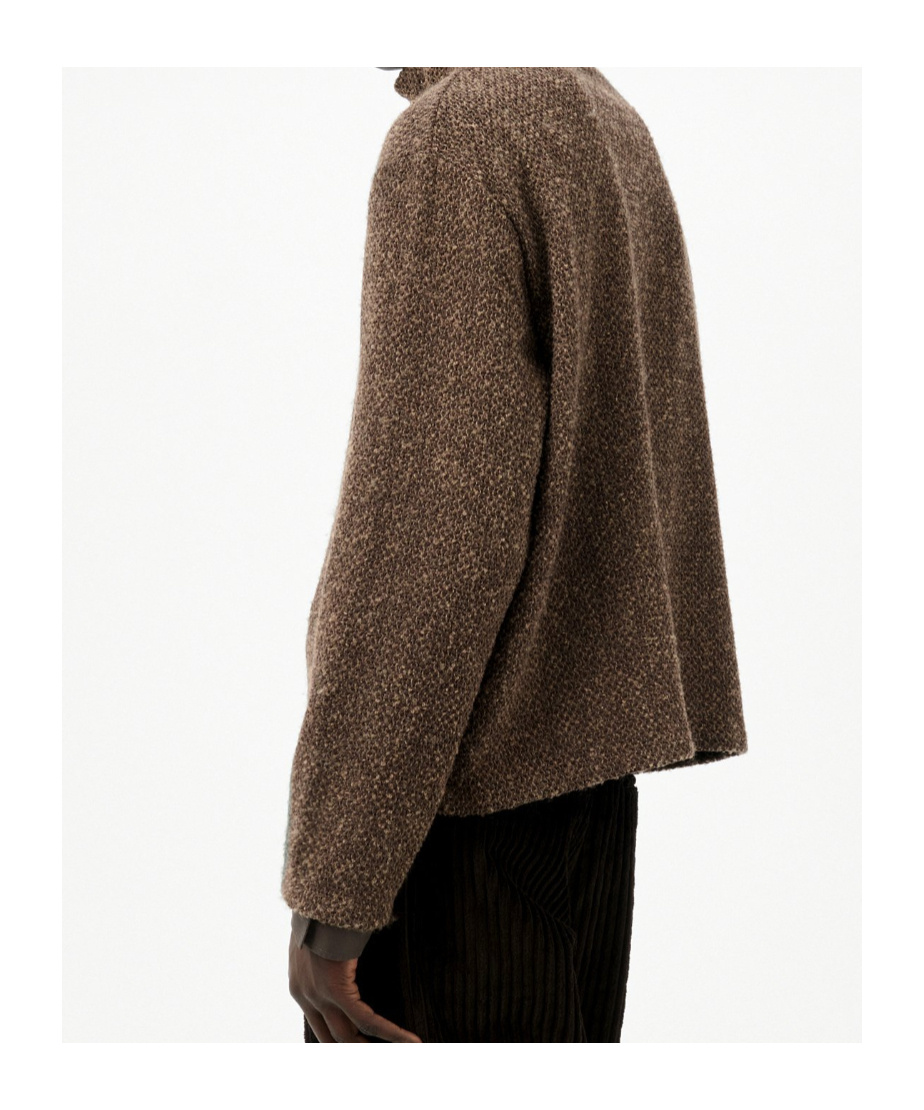 Our Legacy Textured Fabric Long Sleeve High Collar Cardigan In Green