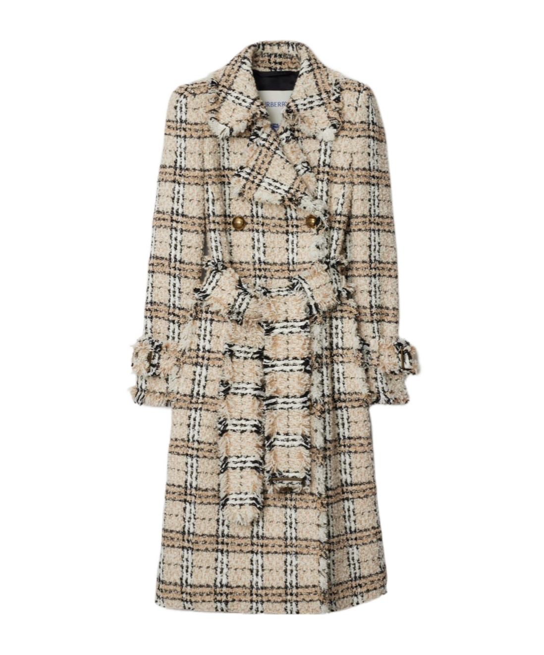 Burberry Check Bouclé Coat In Nude