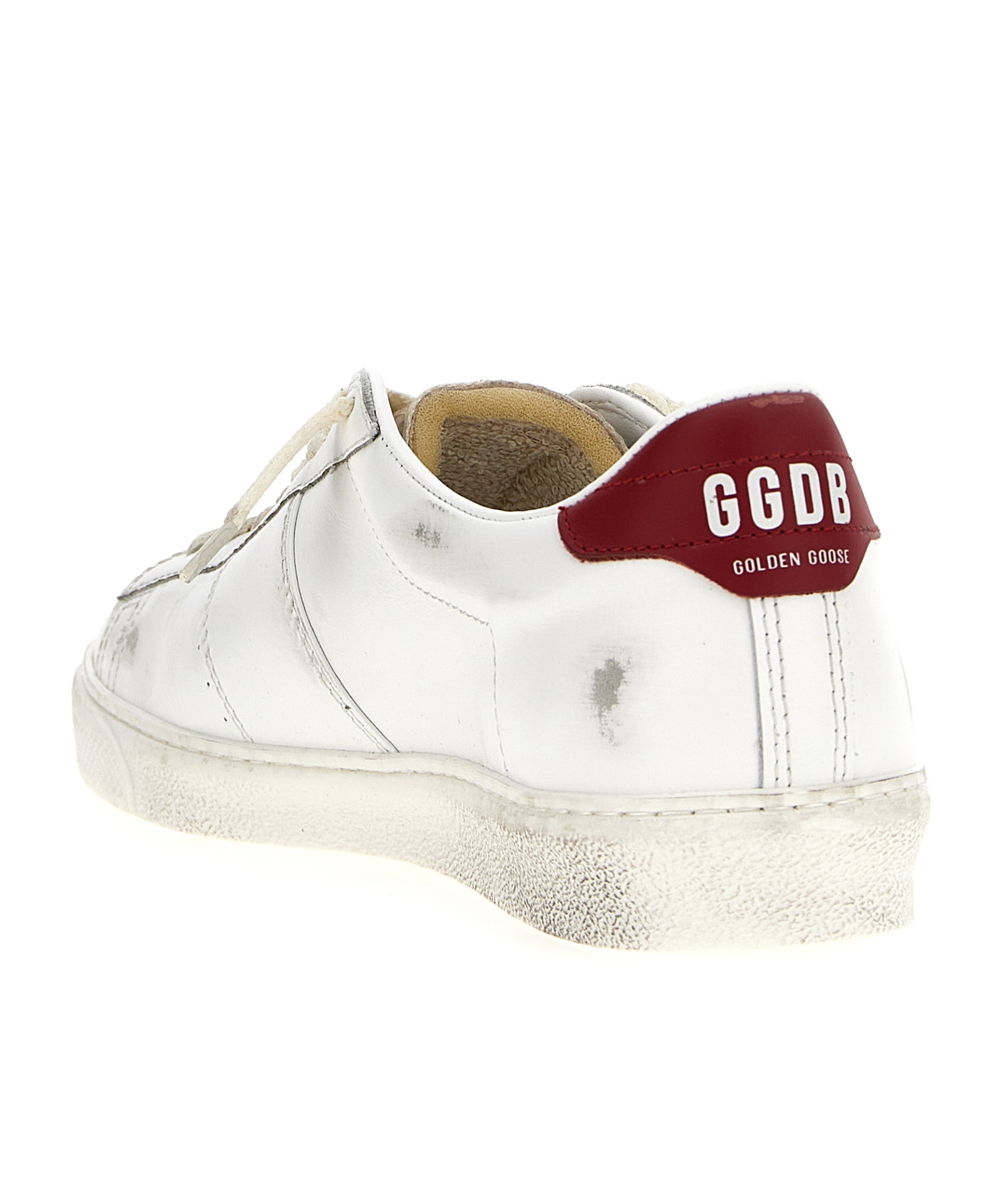 Golden Goose Matchstar Sneakers In Glossy Leather With Glossy Red Leather Heel Tab In White