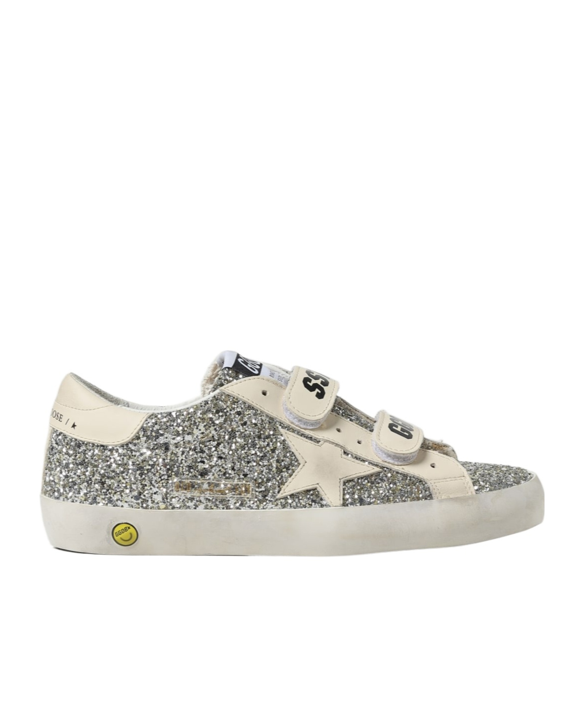 Golden Goose Boys Gold Kids Old School Glitter-embellished Leather Low-top Trainers 9-12 Years In Gray