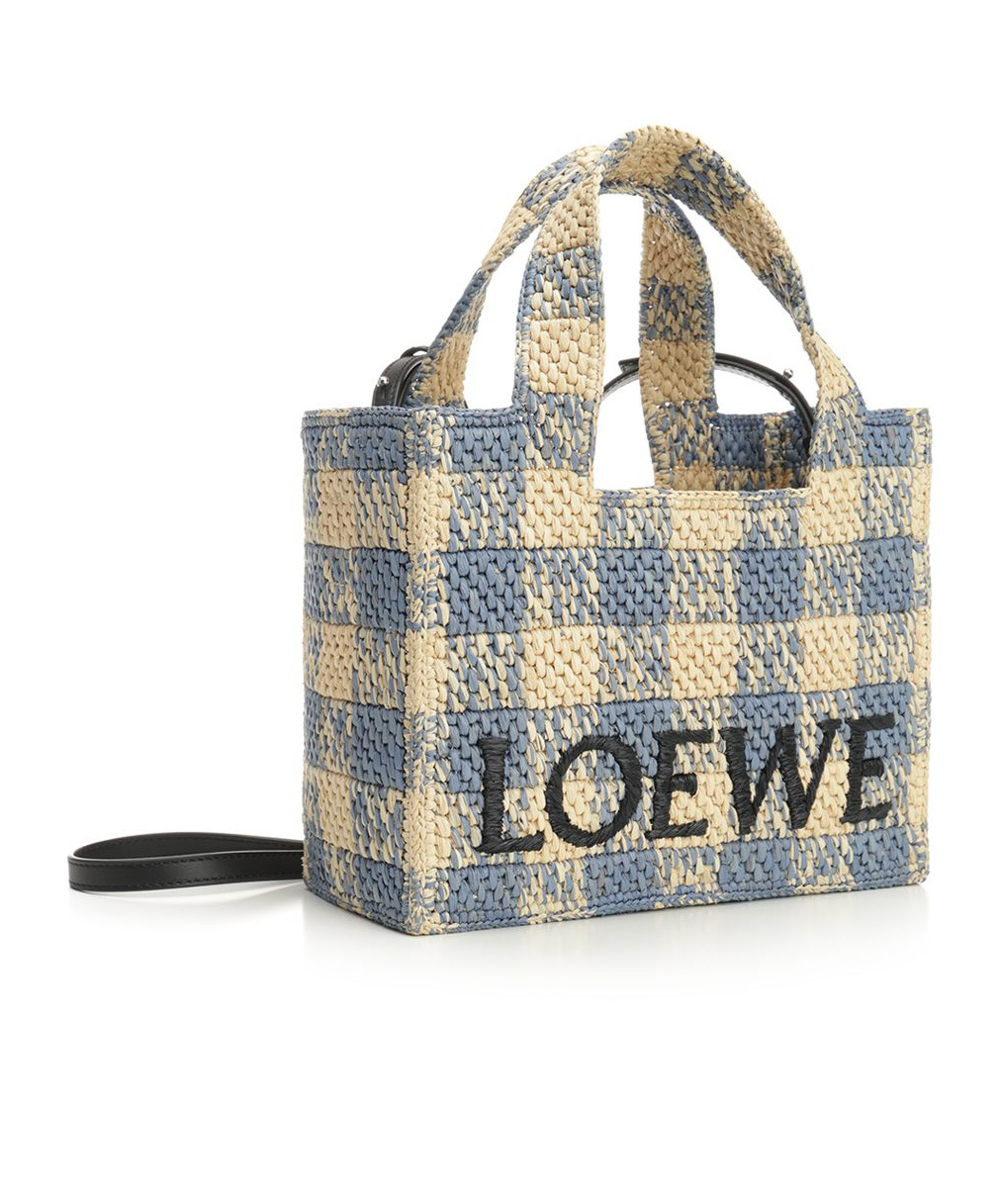 Loewe Small Tote Bag In Gingham Raffia In Multicolor