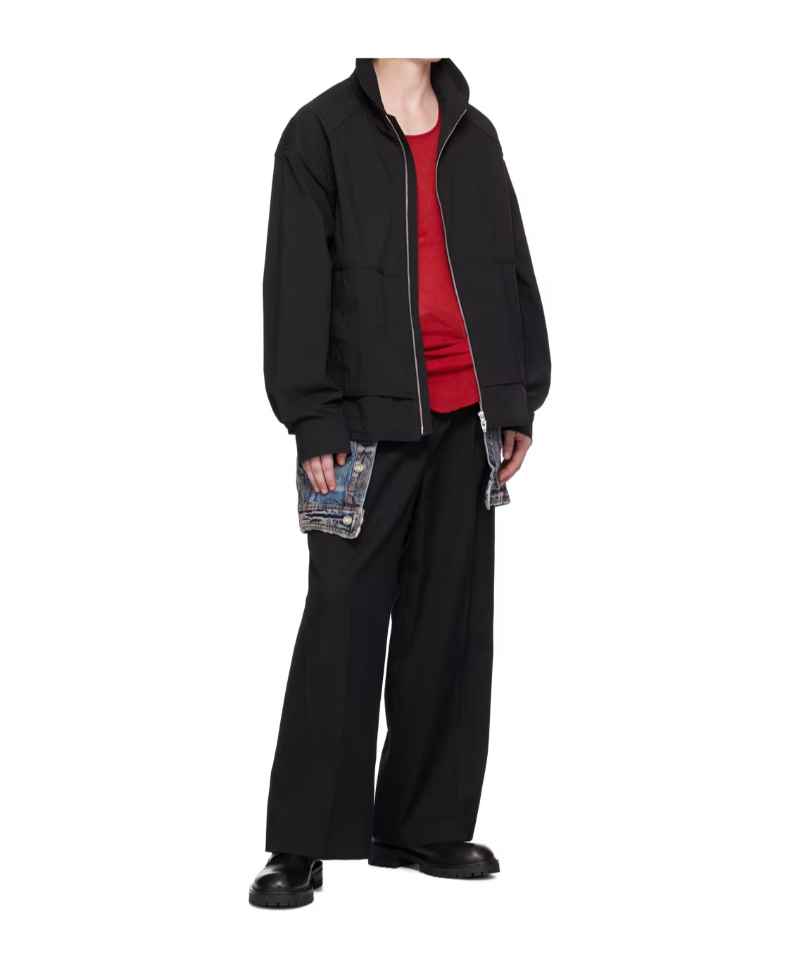 Juunj High Neck Zipper Casual Jacket In Black